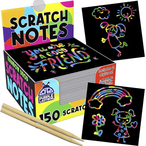 Purple Ladybug Scratch Art Mini Notes