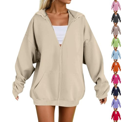 Women's Oversized Fleece Zip Up Hoodie