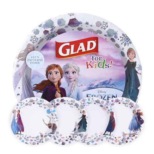 Glad for Kids Disney Frozen Disposable Paper Plates, Anna and Elsa 40-Count Deal