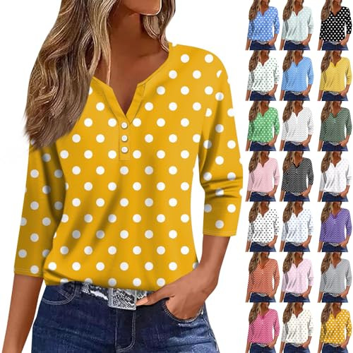 3/4 Length Women's Polka Dot Tops