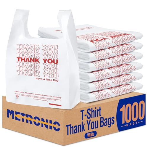 1000 Count White Thank You Bags with Handles