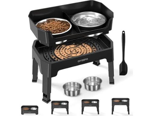 Oiyeefo 3-in-1 Elevated Dog Bowl Stand