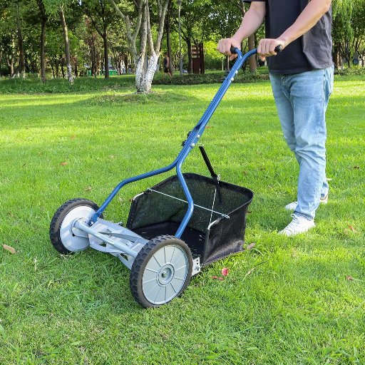 Amazon Basics 18-Inch 5-Blade Push Reel Lawn Mower with Grass Catcher