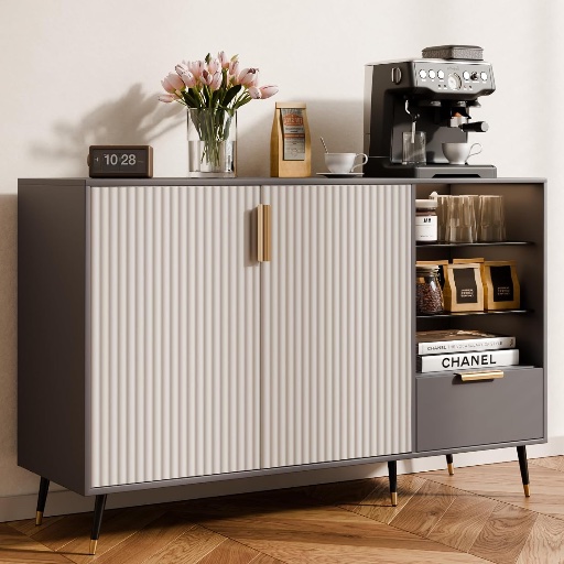 Fluted Sideboard Cabinet with Doors and Drawer