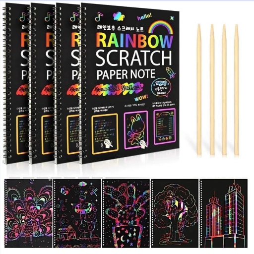  Rainbow Art Scratch Notebook Set
