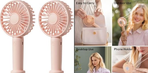 Linlinwill Portable Handheld USB Rechargeable Fans - 2 Pack