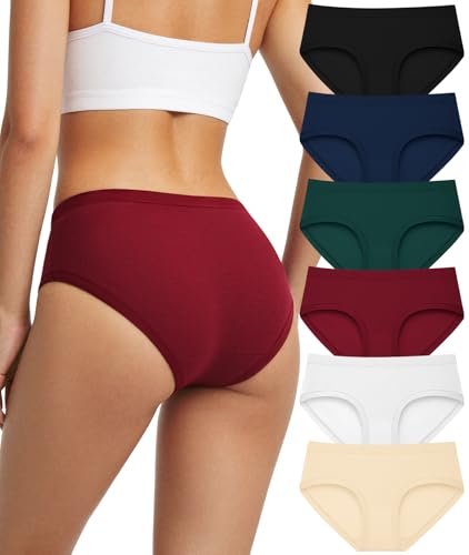 Cuweni Women's Cotton Low Rise Hipster Underwear 6-Pack