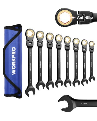 WORKPRO 8-Piece 72-Tooth Flex-Head Ratcheting Combination Wrench Set (Metric)