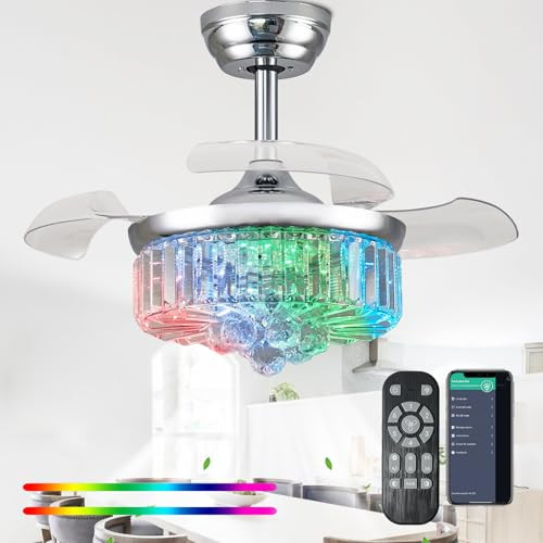 30" RGB Crystal Chandelier Fan with Light