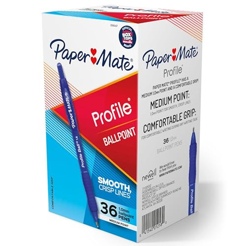 Paper Mate Retractable Medium Point Ballpoint Profile Pen, Blue Ink, 36 Count