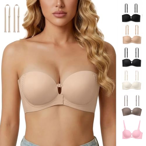 Strapless Front Closure Push-Up Bra 