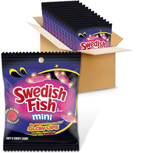 Swedish Fish Mini Glow Ups Strawberry-Watermelon Candy 12-Pack