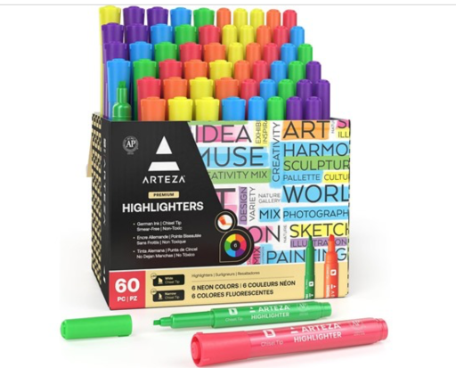 Arteza 60-Piece Highlighter Set