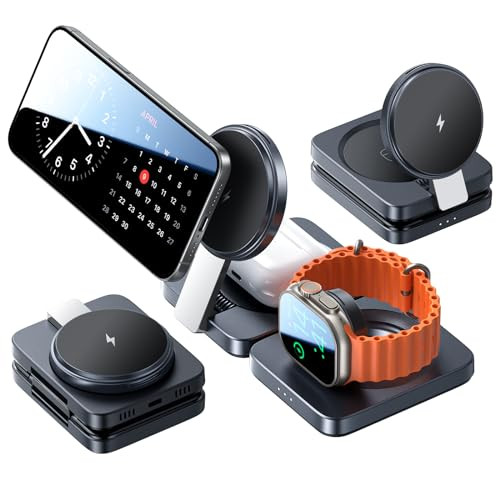 LISEN 3-in-1 Foldable Magnetic Wireless Charger Dock