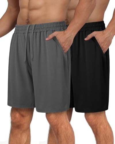 Barjneel Men's Athletic Gym Basketball Shorts 2-Pack