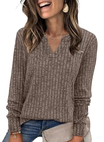 Women's Long Sleeve V Neck Pullover Sweater