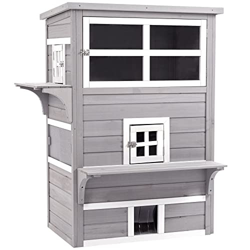 PawHut 3-Story Outdoor Cat Shelter