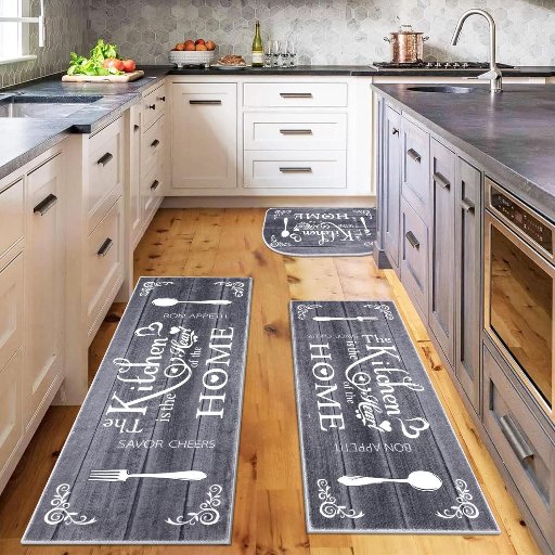 Vaukki 3 PC Washable, Non-Slip Kitchen Rug Set