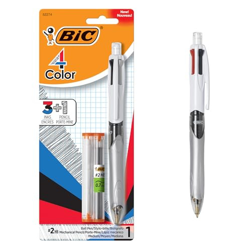 BIC 4-Color 3+1 Ballpoint Pens and Pencil
