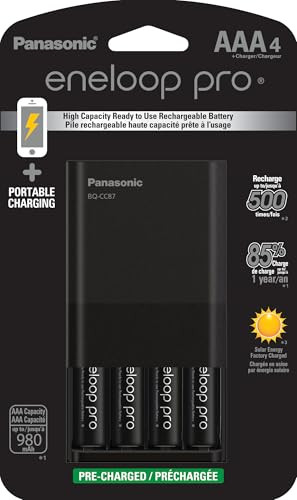 Eneloop Individual Battery Charger with 4 AAA Pro Rechargeable Batteries