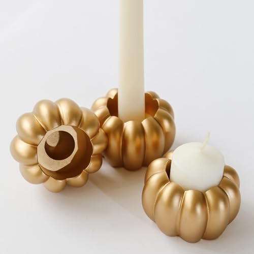 Kate Aspen Gold Pumpkin Candle Holder - 6 Set