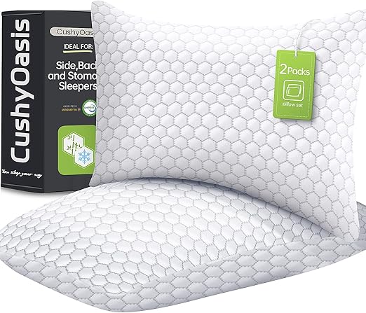 CushyOasis Shredded Memory Foam Bed Pillows 2-Pack