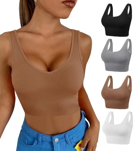 Dreamcountry 4 Pack Women’s Slim Fit Ribbed Tank Top