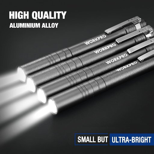 WORKPRO 4 Pack Aluminum LED Pen Lights