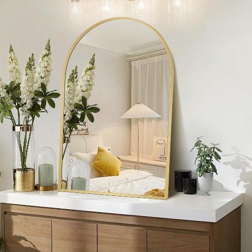 Minuover 20" x 30" Gold Arched Mirror
