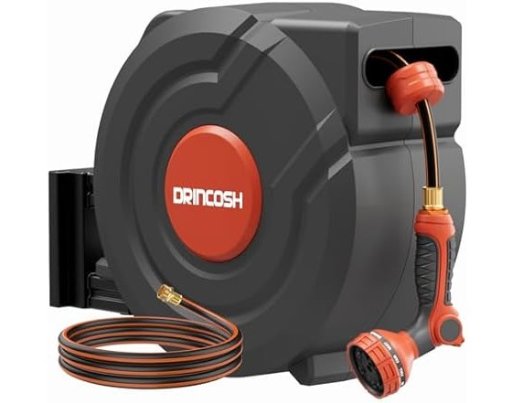 Drincosh 130' Retractable Hose Reel w/ Spray Nozzle