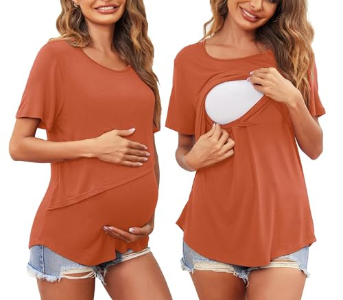 Ekouaer Women Short Sleeve Nursing Shirts