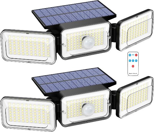 2 Pack of 2800 Lumen Outdoor Solar Lights with Motion Sensor