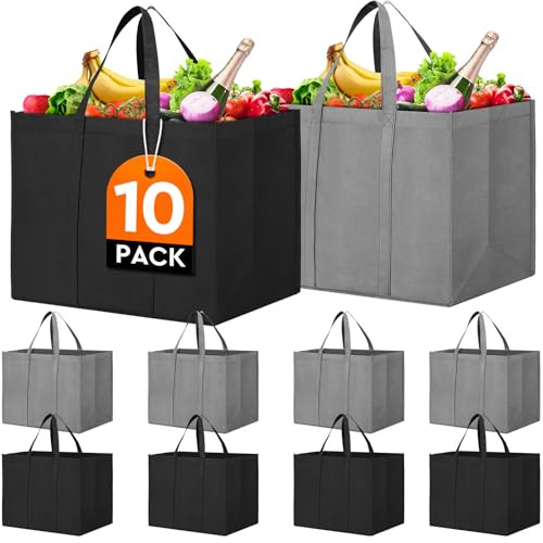 WISELIFE Reusable Grocery Shopping Bags 10 Pack