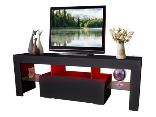 Spotflyinn Modern LED TV Stand with Storage Drawers