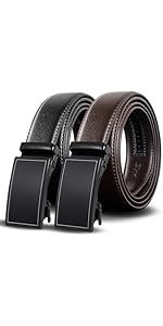 Men's 2-Pack Adjustable Holeless Leather Belts