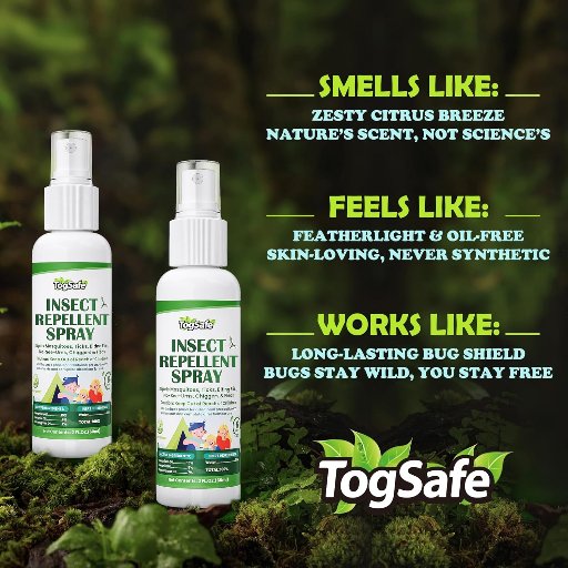 2 Pack TogSafe Mosquito Deet Free Repellent Spray, 2 Fl. Oz.