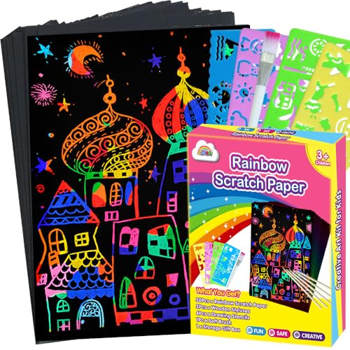 Rainbow Scratch Paper Art Set, 50 Count