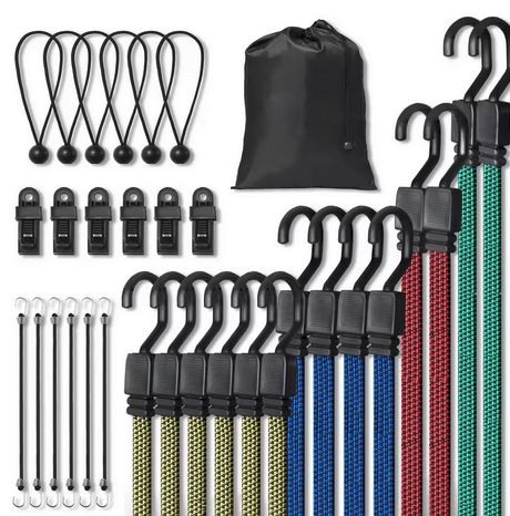 VEVOR 32 PC Bungee Cords with Steel J-Hooks