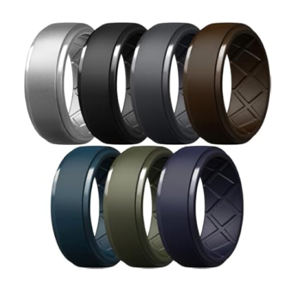 Egnaro Men's Silicone Rings - 7 Pcs