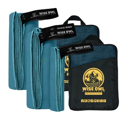 2-Pack: Wise Owl Outfitters Large Camping Towels with Washcloths
