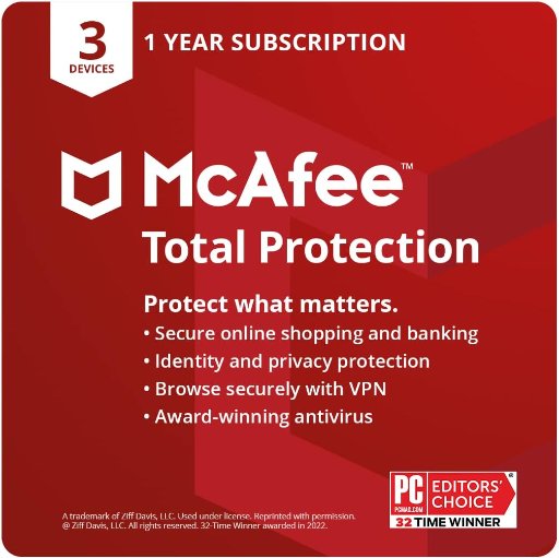 McAfee Total Protection 3-Device 1-Year Software