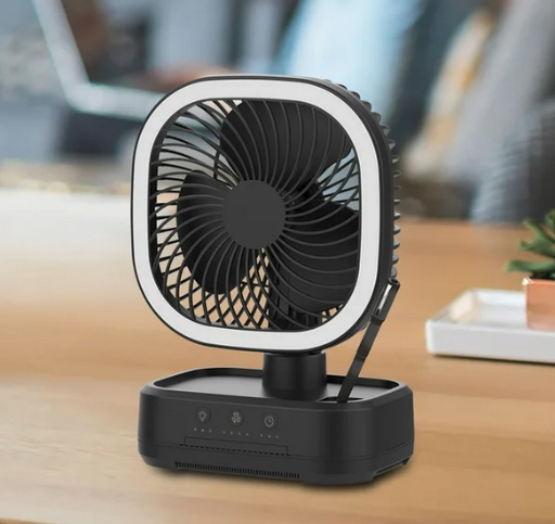 Mainstays Rechargeable Personal USB Fan with Wireless Charging Pad and LED Lighting