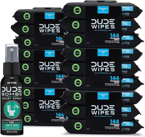 DUDE Wipes with DUDE Bombs Toilet Spray - 18 Pack