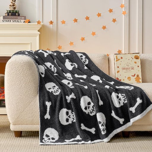 Snuggle Sac Halloween Skull Bones Throw Blanket