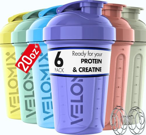 Protein Shaker Bottles (Pastel Shades, 6 Pack)