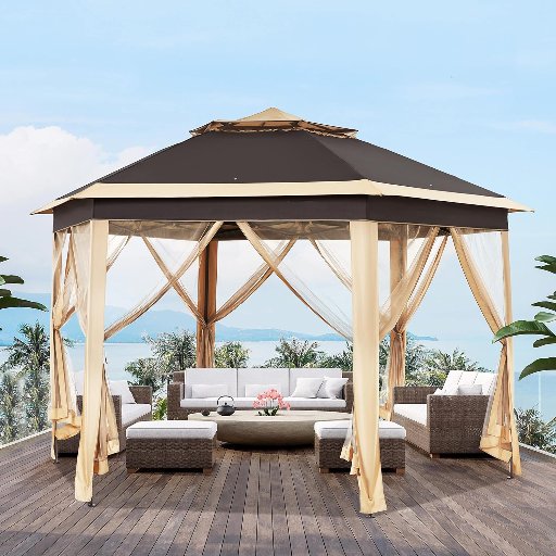 Yaheetech 13x13 Pop up Gazebo/Canopy w/Double Tiers & Mesh Netting