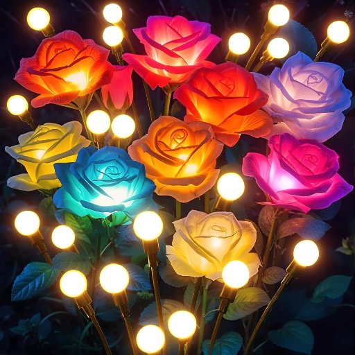 4 Pack of Rose Solar Flower Garden Lights