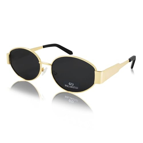 JiSoo Gold Retro Oval Sunglasses