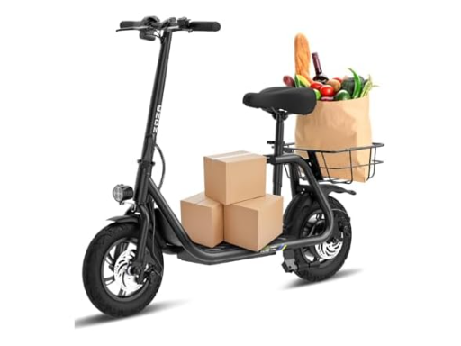Electric Scooter with Seat & Carry Basket