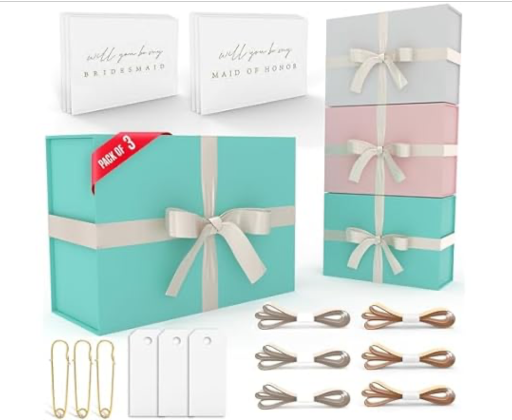 Bridesmaids Gift Boxes 3 Pack-Turquoise